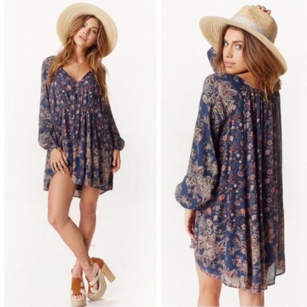 Free People Lucky Loosie Long Sleeve
Swing Dress Indigo Combo Sz S - Picture 14 of 15